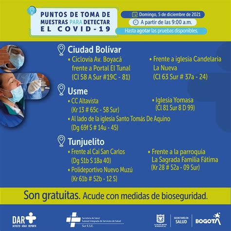 Bogotá Dónde hacerse prueba gratis de COVID 19 Hoy 4 de diciembre