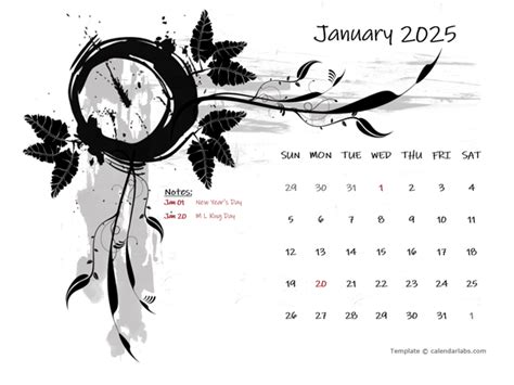 2025 word calendar design template