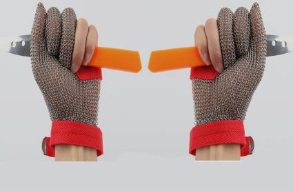 Mk Three Finger Stainless Steel Gloves With Textile Strap