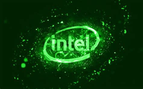 Download wallpapers Intel green logo, 4k, green neon lights, creative ...