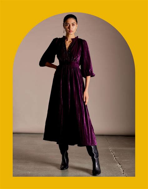 Monsoon East Crinkle Velvet Dress Purple | Lyst UK