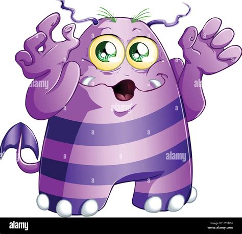 A Vector Illustration Of Cute Scary Purple Monster For Halloween Stock