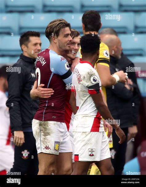 Aston Villas Jack Grealish And Southamptons James Ward Prowse Embrace