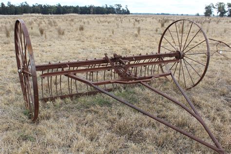 lot  vintage stick rake wagon wheels auctionsplus