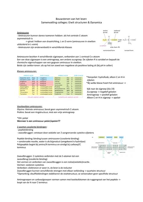 Bouwstenen Van Het Leven Samenvatting Colleges Bouwstenen Van Het