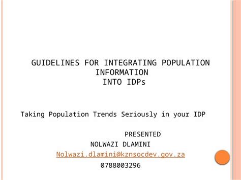 Pptx Guidelines For Integrating Population Information Into Idps