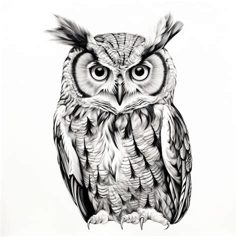 Premium Photo Hyperrealistic Black And White Owl Drawing With