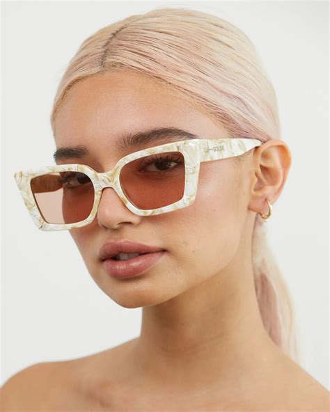 Lu Goldie Lucia Sunglasses White Onyx On Designer Wardrobe