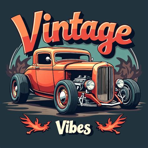 Vintage clássico muscular HOT ROD camiseta design isolado vetor clipart ilustração silhueta