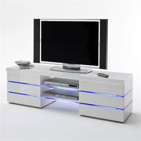 Svenja Media Tv Stand In High Gloss White With Led Multi Lights High