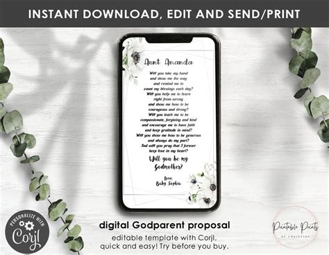 Personalized Godmother Proposal Template Modern Text Message Mobile