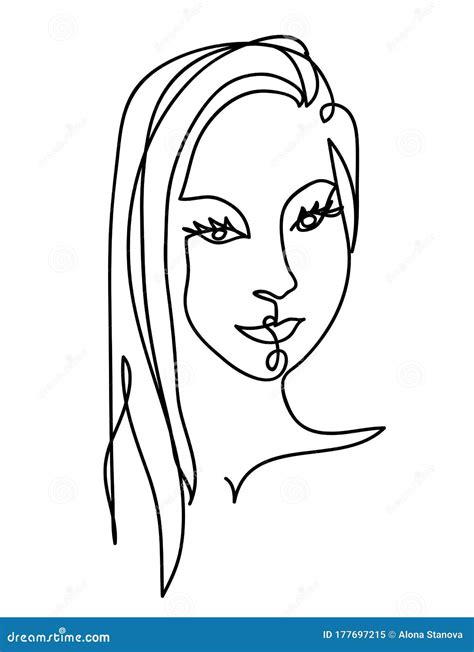 One Continuous Line Drawing Art Portrait For Beauty Salon Banner