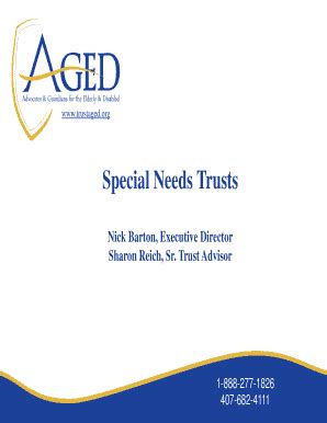 Fillable Online Trustaged Special Needs Trusts Advocates Guardians