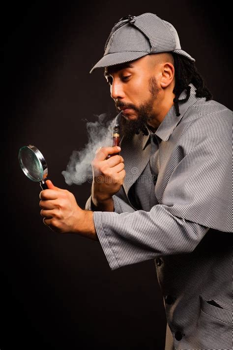 Sherlock Holmes With Magnifying Glass Stock Photo Image Of Curiosity