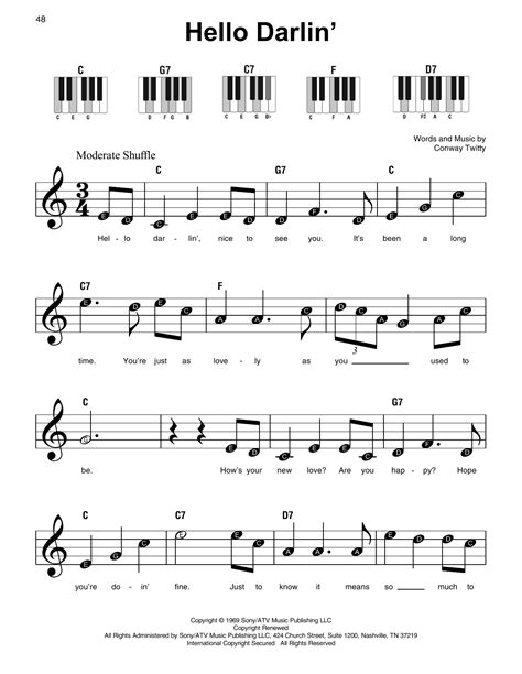 Conway Twitty 'Hello Darlin'' Sheet Music, Chords & Lyrics | Download ...