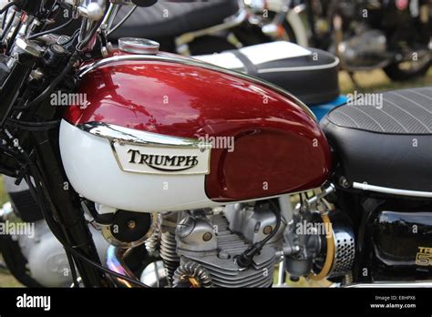 Petrol Tank On A Triumph Motorcycle Stock Photo Alamy