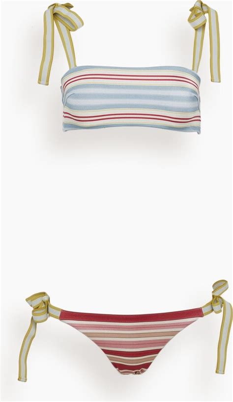 Zimmermann Pattie Tie Shoulder Bikini In Mismatched Shopstyle Two Piece Swimsuits