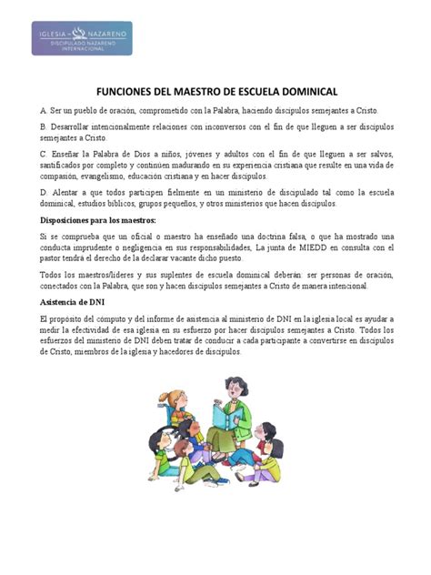 Funciones Del Maestro De Escuela Dominical Descargar Gratis Pdf