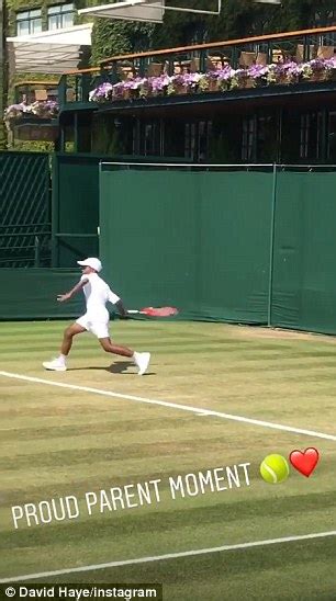 David Haye Films His Son Practising His Forehand On At Wimbledon