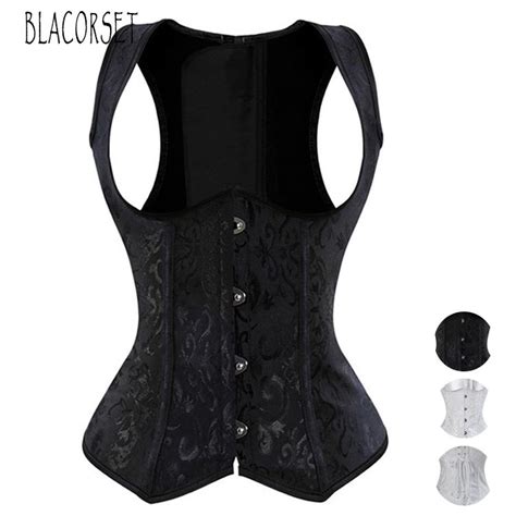 💰kjøp Womens Gothic Jacquard Underbust Corset Sexy Shoulder Straps