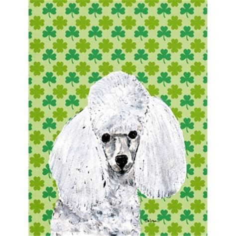 White Toy Poodle Lucky Shamrock St Patricks Day Flag Garden Size 1