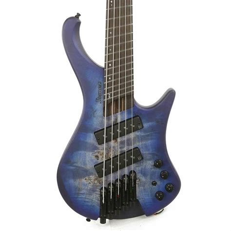 Ibanez Ehb Ergonomic Headless Bass 5 String Multi Scale Pacific Blue Burst Flat