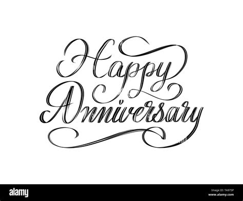 Happy Anniversary Beautiful Script Hand Lettering Composition Design