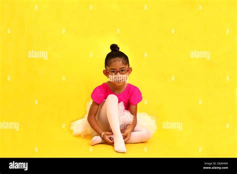 Year Old Brunette Latina Girl Practices Ballet In Her Summer Class Dressed In A Leotard And