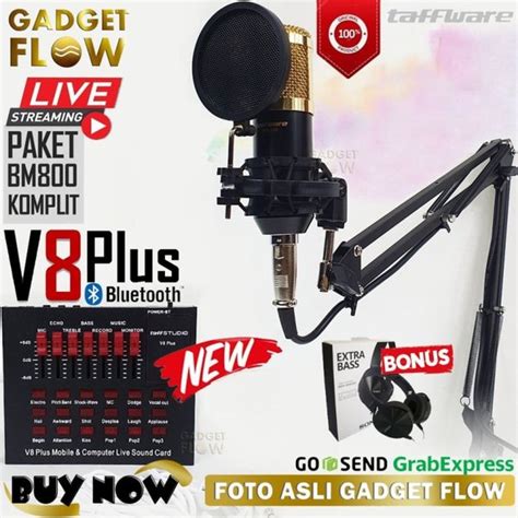 Jual PAKET KOMPLIT MIC BM800 Microphone BM 800 SOUNDCARD V8 Plus