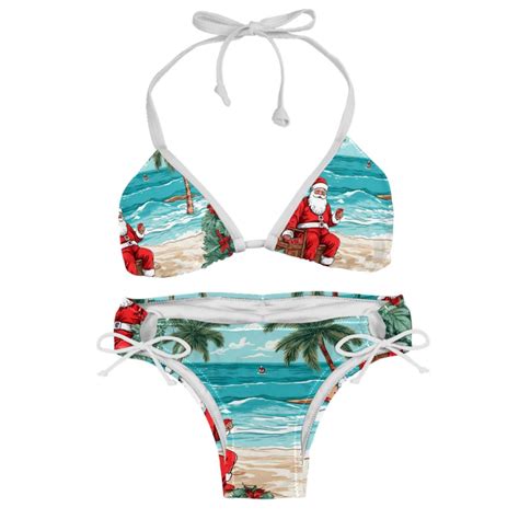 Santa Claus Beach Vacation Detachable Sponge Adjustable Strap Bikini