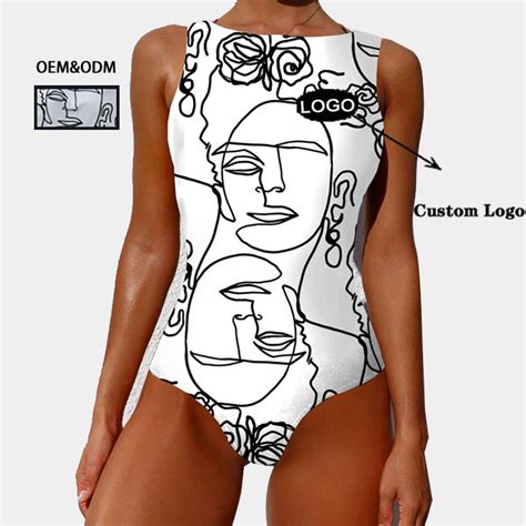 Oem Odm Women Sexy Swimwear One Piece Swim Suits Custom Bikini Personalizado High Cut Printed