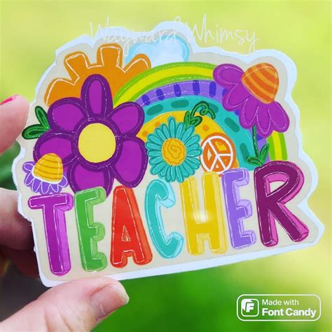 Teacher Rainbow Boho Vinyl Sticker Water And Fade Resistant Tumbler