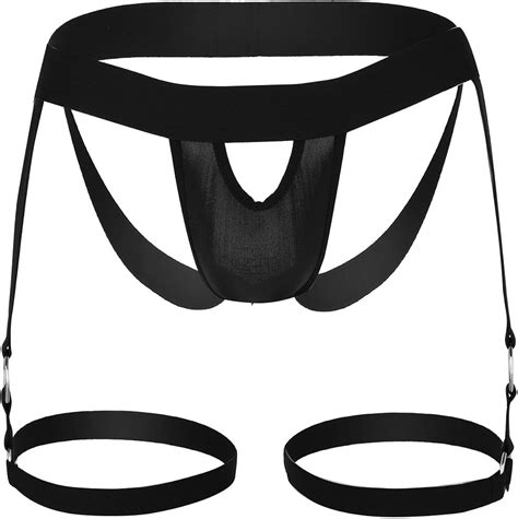 Kaerm String Sexy Homme Ouvert Jockstrap Gay Porte Jarretelle Bande De Cuisse Sous V Tement