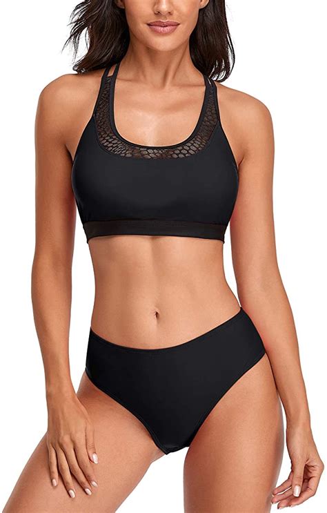 Women S Crop Top Bikini Set Two Piece Sport Swimsuit Bathing Suits WF Shopping