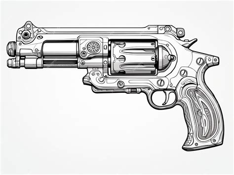 Premium AI Image | a drawing of a revolver with a metal barrel and a ...