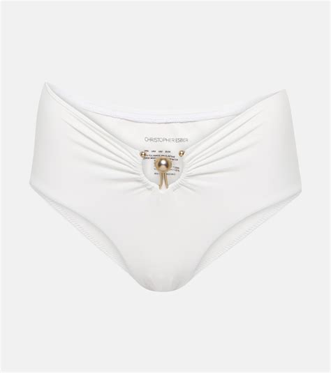Christopher Esber Low Rise Ruched Bikini Bottoms Christopher Esber