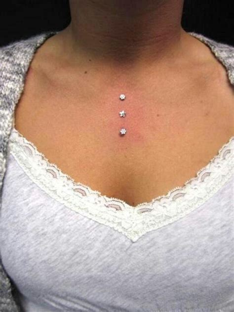 Triple Flower Chest Surface Anchors At Holeybody Dermal Piercing