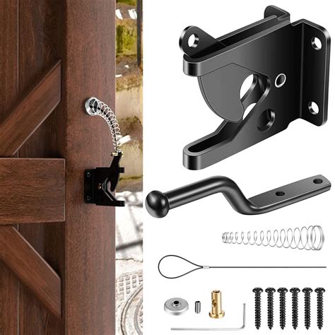 Retrok Self Locking Gate Latch Carbon Steel Post Mounted Fence Gate Latch Heavy Duty Automatic