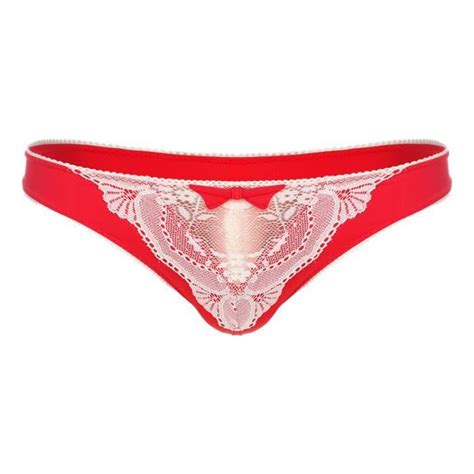 YONGHS Homme String Dentelle Sissy Tanga Gay Sous vêtement Jockstrap Underwear M XXL Rouge