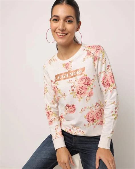 Buy Floral Print Crew Neck Sweatshirt Online At Best Prices In India Jiomart