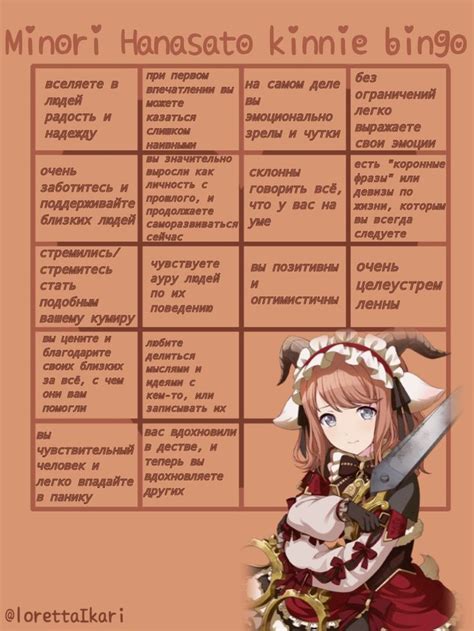 Minori Hanasato kinnie bingo / Минори Ханасато кинни бинго | Бинго ...