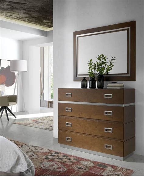 Cómoda moderna de madera oscura y acero Palisandro Interiorismo