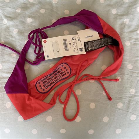 Zara Swimwear Tie Up Bikini Bottoms In Purple Pink Depop