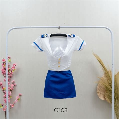 Jual POPULER COSTUME SEKSI COSPLAY PRAMUGARI SET SEXY LINGERIE MODERN BIRU CL Shopee Indonesia