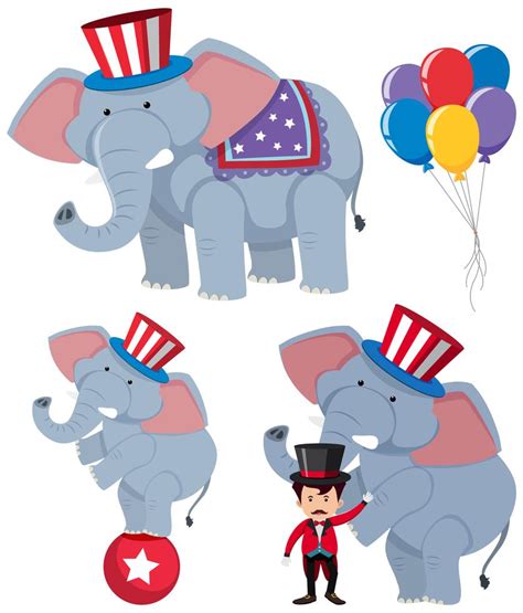 A Set Of Circus Elephants 614001 Vector Art At Vecteezy