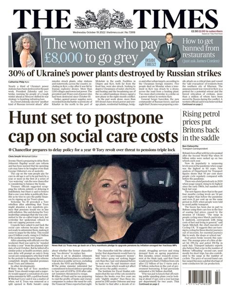 Times Front Page 19th Of October 2022 Tomorrows Papers Today