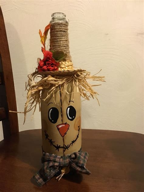 Scarecrow Wine Bottle Halloween Wine Bottles Scarecrow Crafts