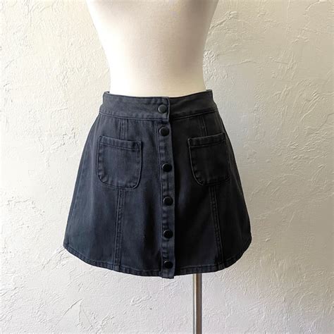 Black Jean Skirt Etsy