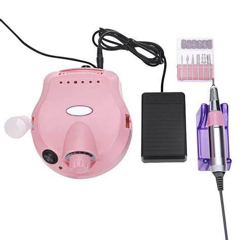 Professional 25000 RPM Pink Electric Nail Drilling File 6 Bits EU Plug