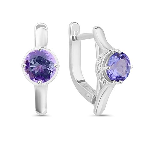 Серьги из белого золота с танзанитами и бриллиантами — интернет-магазин ...